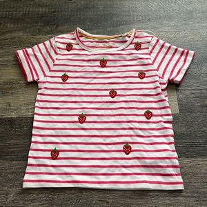 Pink and white striped with embroidered strawberries 6/7Y